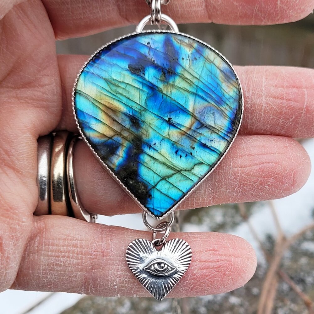 Handmade Artisan Labradorite & All Seeing Eye Necklace